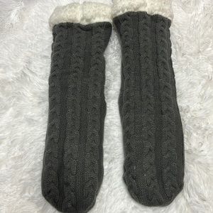 Huggle Knit Gray Slipper Socks